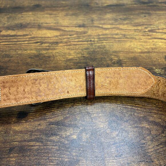 Wright Vintage Tooled Leather Gun Belt Size 36 Concealed Carry Brown Western - Picture 13 of 13
